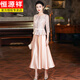 Hengyuanxiang champagne color happy mother-in-law wedding banquet dress 2025 new women's wedding May Day noble young mother high-end dress champagne color 7-quarter sleeves XL