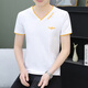 UNI QLO Uniqlo's same summer men's short-sleeved T-shirt pure cotton trendy and versatile V-neck young handsome top thin style Uniqlo black QY693 M
