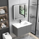 Jomoo intelligenter Raum Aluminium Badezimmerschrank Badezimmer Keramik integriertes Becken Waschbecken Bad Waschbeckenschrank Kombination Waschbecken Doppelter offener Hauptschrank 1047 Keramikbecken + Bogenspiegelschrank (