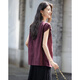 
Demana [natural linen cotton bamboo joint cloth] summer elegant style lace sleeveless shirt water drop button shirt women's top