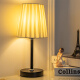 Lámpara de escritorio de noche de dormitorio Zhewei Lámpara de atenuación de celebridades de celebridad moderna lámpara de aprendizaje simple editora remota SN694 Lino negro pequeño + bombilla LED de tres colores [V Modelo] Interruptor de carga