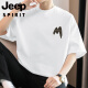 JEEP SPIRIT260g美式重磅t恤男短袖纯棉圆领上衣服夏季宽松半袖 M09-694铁灰色 S