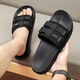QLTQZQ Flip-flops for men's summer home flat black large size 47 slippers outdoor beach leisure anti-slip sandals 9734 black (sent in the same sequence) 40-41