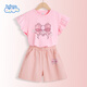 
Benny Road Girls Summer Suit 2025 Fashionable Little Girl Pure Cotton Short Sleeve T-shirt Children's Shorts Summer Clothes