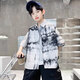 Children's clothing boys' tie-dye shirt short-sleeved 2025 spring and summer new style children's loose shirt medium and large children's versatile top gray 160