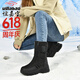 Bottes de neige Yijiabao pour les femmes en hiver chauds à haut toit, chaussures de coton imperméables plus en velours épaissis couples extérieurs bottes de coton de tube moyen anti-glip