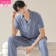 Modal couple pajamas spring and autumn short-sleeved trousers one man and one woman cool ice silk summer cardigan large size suit NSN-12109 women-12309 men M women M men's L
