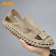 Jeep (JEEP) men's sandals men's summer 2023 new style soft-soled slippers driving dual-purpose work and work beach leather 12033 HY Black 39