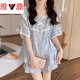 雅鹿睡衣女2025夏季新款春秋碎花开衫甜美少女短袖夏天外穿家居服套装 M1283蓝 【主图款】 M 【80-100斤穿】
