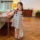 
Little Pig Banner Girls Summer Stripe Retro Vest Skirt New Baby Children's All-Match T-Shirt Dress Loose Flower Strip Skirt 160 Recommended height 150-160cm