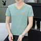 Playboy (Playboy) T-shirt à manches courtes pour hommes à manches courtes en V pur en forme de V Coton en V Finche à moitié à manches minces Sweat mince Sweat Black Qy693 M