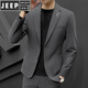 JEEP SPIRIT Men's Casual Suit Korean Slim Small Suit Set Two Buttons Handsome Trendy Wedding Jacket Top Gray Three-piece Set (Top + Pants + Shirt) Pair 3XL (150-165Jin Jin is equal to 0.5kg)