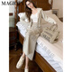 
MAGIOPY International Luxury High-end Brand Sweet Cool Casual Sports Set Women's 2025 Spring Fashionable Apricot Short Jacket Top Apricot Two-Piece Set S (100Jin [Jin equals 0.5 kg])