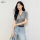 Eifli (eifini) Eifli breathable high-sensored sister-sensing polo collar sweater short-sleeved women's casual workplace commuting 2025 summer new style rock lime M 105-115Jin [Jin equals 0.5 kg]