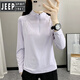 JEEP SPIRIT2025户外运动速干t恤春夏薄款弹力运动透气女士立领长袖快干上衣 浅紫色a2603 3XL