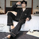 Sangqin pajamas men's spring and autumn large-size loose casual long-sleeved cardigan can be worn on the outside summer and winter home clothes OMM12004 L (recommended 100-130Jin [Jin equals 0.5 kg])