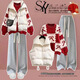 G.duck Girls' Spring Autumn and Winter Suit Junior High School Students New New Year's Clothes College Style Sweater Vest Casual Pants Three-piece Set Three-piece Set Off-White Vest + Red Sweater + Gray 160 cm L Size 105-120 Jin Jin equals 0.5 kg