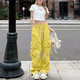 
Casual simple dopamine wear work pants for women in spring and summer drawstring hip-hop thin style wide-leg floor trousers MY-687 yellow XL