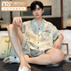 莫代尔2025新款冰丝睡衣男士夏季短袖短裤夏天薄款青少年男生家居服套装 冰丝G838 XL (建议身高175左右，体重130