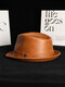 What a cool leather hat, men's autumn and winter hat, casual gentleman hat, middle-aged and elderly dad hat, elderly retro sheepskin cowboy hat, cowhide yellow-brown (4cm) brim 2XL (58-61cm) can be fine-adjusted