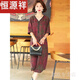 恒源祥2025夏季时尚浪漫大牌杭州香云纱真丝连衣裙女气质妈妈桑蚕丝裙子 绿红 L 建议90-110斤