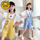 G.Duckkids Girls Bär Denim Overalls Set 2025 Sommer Neues koreanisches Stil Mode Kinder-Denim-Shorts Love T-Shirt Einteilige Blaue Kurzfilms 140 cm