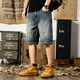 
Yiling Yibei 2025 new American casual denim shorts men's loose large size thin mid-size pants 9923 light blue 28