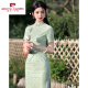 
Pier Cardin 2025 Cheongsam for the cheongsam for the 2025 exam, young green lace summer college entrance examination, winning fresh dress, usually worn 679 green big flower buckle 3XL