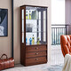 Mumaren einfache moderne Wohnzimmer Wand-zu-Wand-Fernseher-Weinschrank mit Schloss Displanschrank Doppeltürglas Dekorationsschrank Neue chinesische Stil Deep Walnuss mit Beige 681# Doppeltür