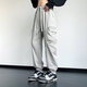 QLTQZQ Junior et Senior High School Students Long Pantalon Boys Spring and Automne Teenagers Lignes larges Sports droits et charge de loisirs K9855 Black M 80-100Jin [Jin est égal à 0,5 kg]