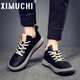 XIMUCHI brand business casual shoes for men, autumn and winter new breathable sneakers, trendy leather shoes for men, versatile sports shoes for men, black 41 standard leather shoe size