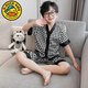 G.Duckkids para niños Summer delgado de manga corta para niños Juego de ropa para niños de hoja suelta Medium grande Pajamas de pijama para niños Aire acondicionado
