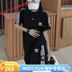 Adidas Clover Embroidery Sports Set Summer Men and Women's Same Short Sleeve Loose Two-Piece Set Casual Shorts Couple Round Neck 9889 Black Set L (90-110Jin [Jin equals 0.5 kg])