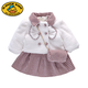 Girls Dress Autumn and Winter 2025 New Children's Clothes Western Style Winter Baby Girl Plush Skirt Fashionable Suit Black Jacket + Vest Skirt + Sweater 90 90cm