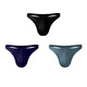 MiiOW underwear men's thong seamless sports fitness sexy new ice silk thin breathable summer low-waist briefs T-panties seamless sports black + royal blue + gray 3 pairs L (suitable for 100-120 Jin Jin equals 0.5 kg)