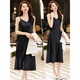 Luyiyahan black acetic acid suspender dress with high-end small satin mid-length temperament and slim inner skirt 9711 khaki suit + black dress S