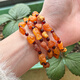 Xinxiangdu Natural Baltic Sea Raw Stone Sea-Drifted Seeds Blood Amber Bracelets for Men and Women Blood Amber Separated Beads Sea-Drifted Seeds Bracelet Approximately 7+mm 4g