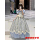 Aurodia one-shoulder evening dress with palace style for students coming of age, fugitive princess Lolita dress for host, dress + bustle L