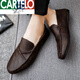 
Katile Crocodile Summer Men's Loafers Men's Leather Shoes Casual Fashion Korean and British Shoes 2025 New Summer Soft Sole Lazy Shoes High Top D829 Brown High Top 40