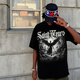 HUALIN FASHIONSaintMichael Retro American Loose Couple Short Sleeve T-shirt Summer Cotton Men and Women 1048 Black M