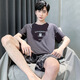 
Wood Di Xiao Summer Men's Short Sleeve Pajamas Thin Cotton Casual Plus Size Teen Home Clothes Men's Loose Cover D9928 L Men