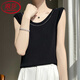 LangSha (LangSha) light luxury women's round neck summer neck suspender vest with ice silk knitted top sleeveless outside wearing white sweater rice camel color average size 90-135Jin [Jin equals 0.5 kg]