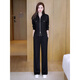 
Tachimis TOUCH MISS high-end light luxury casual suit 2025 new temperament age-reducing cardigan for women, wide-leg two-piece black suit L [recommended 100-110Jin [Jin equals 0.5 kg]]