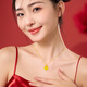 Lao Fengxiang Good Luck Lotus Gold Necklace for Women 18K Gold Pendant Wedding Anniversary Gift for Girlfriend and Wife’s Birthday 18k Lotus Pendant + Free 925 Silver Chain