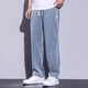 
Phelos summer thin Laiser Tennis casual pants for men's trendy loose straight-leg pants tied with ice silk pants KK1048 dark gray M (90-110Jin[Jin equals 0.5 kg])
