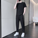 VACK summer short-sleeved T-shirt suit men's cool fashion summer casual men's sports men's suit summer clothes 719 gray L (115-130Jin[Jin equals 0.5 kg])