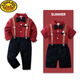 
G.DUCKKIDS children's suit suit handsome boys' dress British spring and summer shirt overalls flower boy's birthday suit summer suit, bow tie removable, crotch with snap button 80 feet (recommended height 70-80)