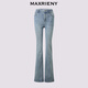 Maxrieny Exquisites täglicher Sinn Mist Blue Flared Jeans für Frauen 25 Sommer Minimalistische Temperament Schlankes lässige Hose Mist Blue M.