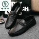 Woodpecker Summer and Automne Nouveaux chaussures de haricots pour hommes Version coréenne de Business Work Chaussures en cuir décontractées respirant les chaussures pour hommes en une étape polyvalente YL-D826 Black 39