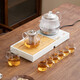 Complete set of high-end glass tea sets, fully automatic water-boiling electric ceramic stove, teapot, household Kung Fu tea cup and tea tray Yunlin glass tea set, integrated tea tray including electrical appliances